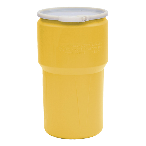 Baril emboîtable en poly&eacute;thyl&egrave;ne, 14 gal. US (11,7 gal. imp.), Dessus ouvert, Jaune Distribution Élite MP