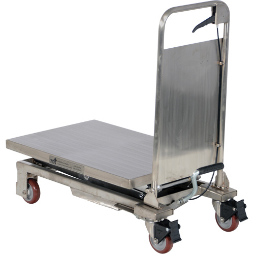 Table &eacute;l&eacute;vatrice hydraulique manuelle &agrave; ciseaux, 27-1/2" lo x 17-3/4" la, Partiellement en acier inoxydable, Capacit&eacute; 220 lb Distribution Élite MP