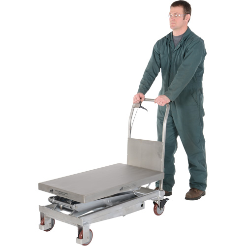 Table &eacute;l&eacute;vatrice hydraulique manuelle &agrave; ciseaux, 35-1/2" lo x 20" la, Partiellement en acier inoxydable, Capacit&eacute; 800 lb Distribution Élite MP