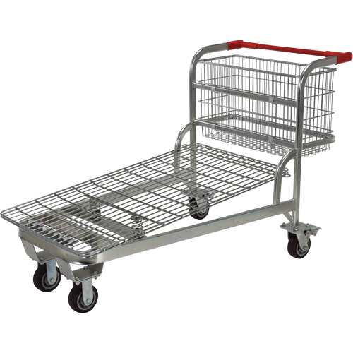 Nestable Wire Cart, Steel, 28-3/4" x 37-1/16" x 59-5/8", 275 lbs. Capacity Distribution Élite MP
