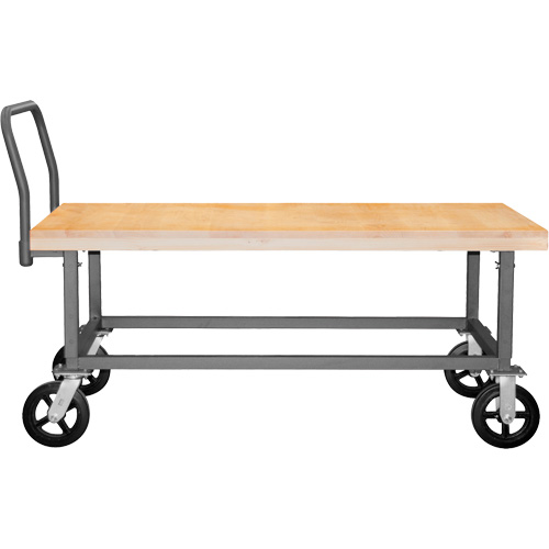 Adjustable Wood Deck Platform Truck, 48" L x 24" W, 1800 lbs. Capacity, Mold-on Rubber Casters Distribution Élite MP
