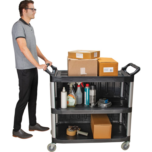 Utility Cart, 3 Tiers, 19-3/4" x 37-1/2" x 40-1/4", 250 lbs. Capacity Distribution Élite MP