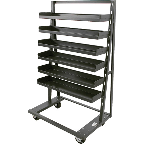 Single-Sided Heavy Duty A-Frame Cart with 6 Lipped Trays, 38" x 25" x 63", 2500 lbs. Capacity Distribution Élite MP
