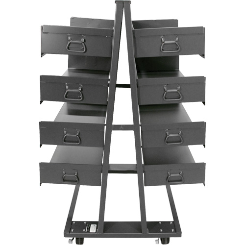 Chariot &agrave; cadre en A robuste &agrave; deux c&ocirc;t&eacute;s avec 8 plateaux &agrave; rebords, 38" x 30" x 63", Capacit&eacute; 2500 lb Distribution Élite MP