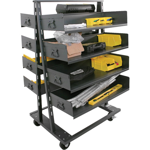 Chariot &agrave; cadre en A robuste &agrave; deux c&ocirc;t&eacute;s avec 8 plateaux &agrave; rebords, 38" x 30" x 63", Capacit&eacute; 2500 lb Distribution Élite MP