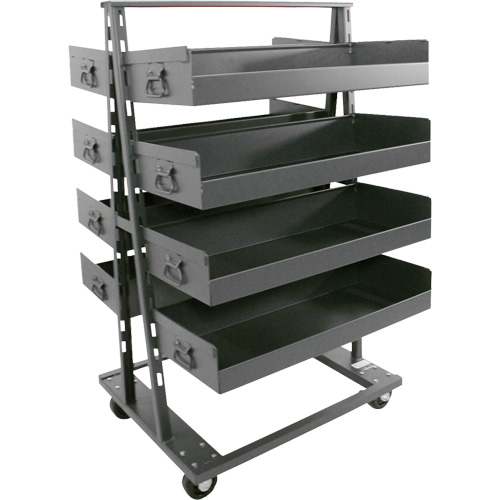 Chariot &agrave; cadre en A robuste &agrave; deux c&ocirc;t&eacute;s avec 8 grands plateaux &agrave; rebords, 38" x 30" x 63", Capacit&eacute; 2500 lb Distribution Élite MP