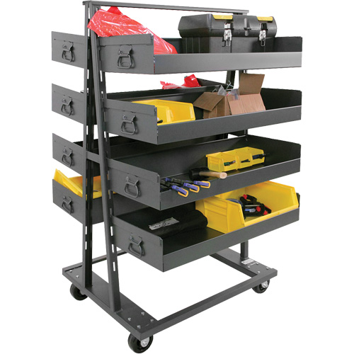 Chariot &agrave; cadre en A robuste &agrave; deux c&ocirc;t&eacute;s avec 8 grands plateaux &agrave; rebords, 38" x 30" x 63", Capacit&eacute; 2500 lb Distribution Élite MP