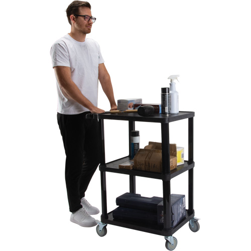 Chariot utilitaire avec tablette plate, 3 tiers, 18-1/8" x 37-3/8" x 27-3/4", Capacit&eacute; 330 lb Distribution Élite MP