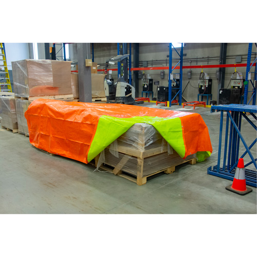 High-Visibility Heavy-Duty Woven Tarp, Polyethylene, Green/Orange, 16' x 20' x 12 mils Distribution Élite MP