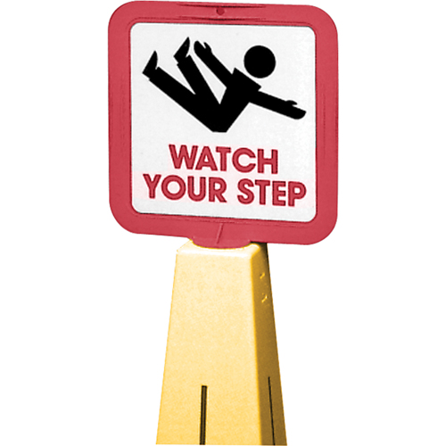 C&ocirc;nes de d&eacute;viation - &eacute;tiquettes de message  Watch Your Step , Adh&eacute;sif, Anglais avec pictogramme Distribution Élite MP