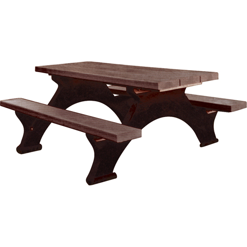Tables de pique-nique en plastique recycl&eacute;, 8' lo x 61-1/2" la, Brun Distribution Élite MP