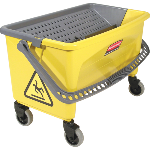 Seaux avec plaque essoreuse pour produits en microfibres, Pression vers le bas, 10,75 gal. US (43 Quart), Jaune Distribution Élite MP
