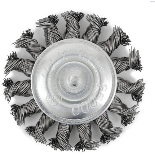 Brosse radiale &agrave; fils nou&eacute;s torsad&eacute;s mont&eacute; sur mandrin EKR275-20, 3", Fils ,02", Tige 1/4" Distribution Élite MP