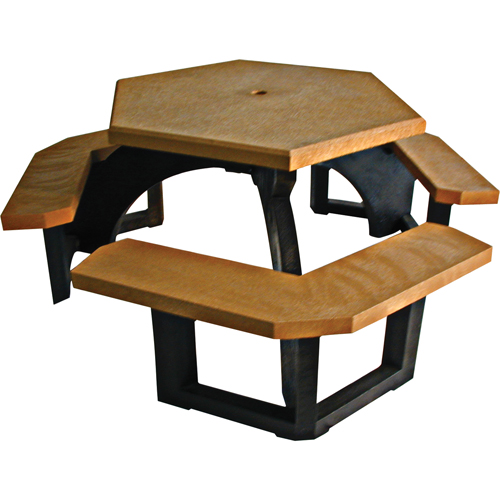 Recycled Plastic Hexagon Picnic Tables, 78" L x 78" W, Cedar Distribution Élite MP