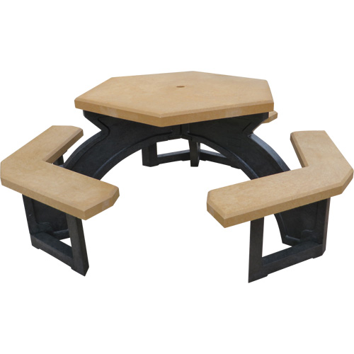 Recycled Plastic Hexagon Picnic Tables, 78" L x 78" W, Cedar Distribution Élite MP
