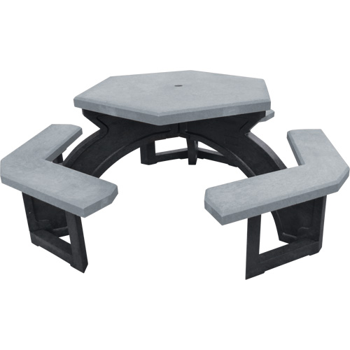 Recycled Plastic Hexagon Picnic Tables, 78" L x 78" W, Grey Distribution Élite MP