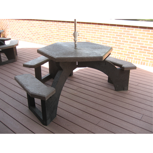 Recycled Plastic Hexagon Picnic Tables, 78" L x 78" W, Brown Distribution Élite MP