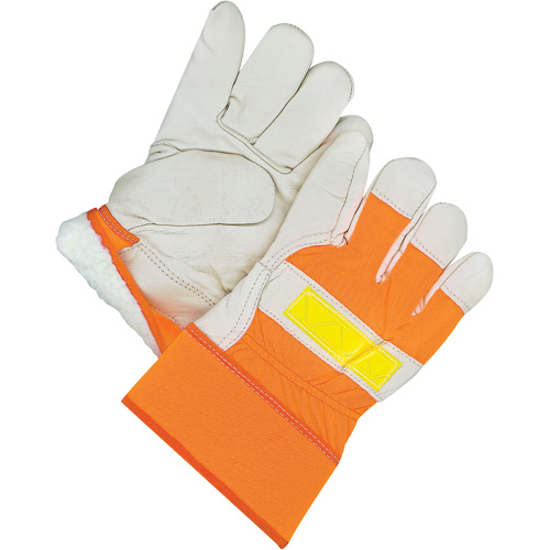 Gants d'ajusteur classiques haute visibilit&eacute;, Taille unique, Paume en Cuir fleur de vache, Doublure en Peluche d'acrylique Distribution Élite MP