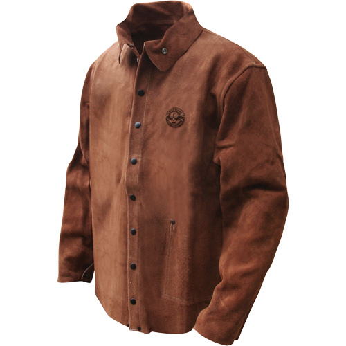 Veste de soudage en cuir fleur de vache refendu Gander Brand, Cuir, Moyen, Brun Distribution Élite MP