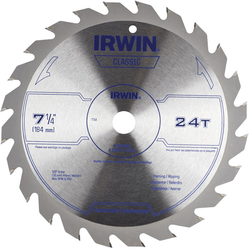 Lame de scie circulaire de s&eacute;rie classique, 7-1/4", 24 dents, Pour Bois Distribution Élite MP