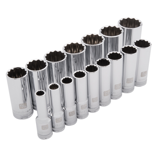 Jeu de douilles SAE, 16 Mcx, Prise de 1/2", Profond Distribution Élite MP