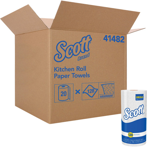 Rouleau de chiffons de cuisine Scott, 1 Pli, 128 Feuilles/rouleau, 11" la, 8,78" lo Distribution Élite MP
