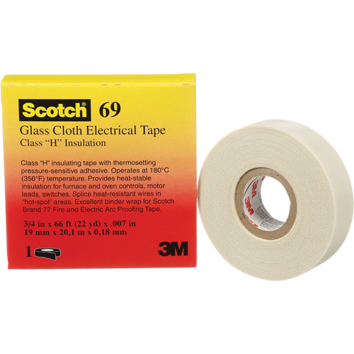 Scotch&reg; Glass Cloth Tape, 19 mm (3/4") W x 20 m (66') L, 7 mils, White Distribution Élite MP
