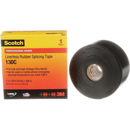 Scotch&reg; Professional Grade Linerless Rubber Splicing Tape, 50.8 mm (2") W x 9 m (30') L, 30 mils, Black Distribution Élite MP