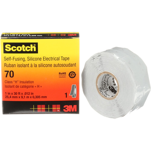 Ruban isolant en caoutchouc de silicone autofusionnant Scotch, 25,4 mm (1") x 9 m (30'), Gris, 12 mils Distribution Élite MP