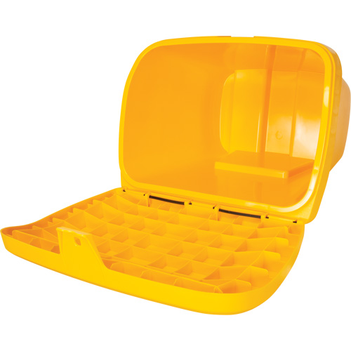 Bacs d'entreposage pour sel & sable, Avec Moraillon, 21" x 27" x 26", 4,24 pi³, Jaune Distribution Élite MP