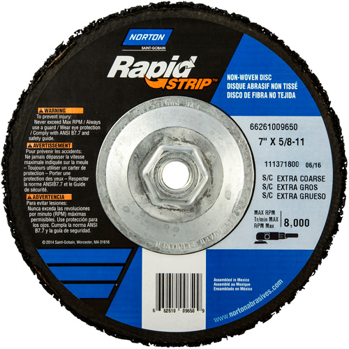 Disques &agrave; moyeu d&eacute;port&eacute; non tiss&eacute;s pour d&eacute;capage rapide Bear-Tex, 7" dia., Grain Extra grossier, Carbure de silicium Distribution Élite MP
