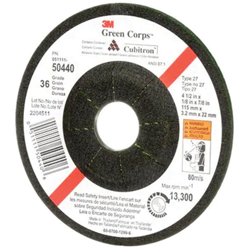 Green Corps Flexible Grinding Wheel, 4-1/2" x 1/8", 7/8" Arbor, Ceramic, Type 27 Distribution Élite MP