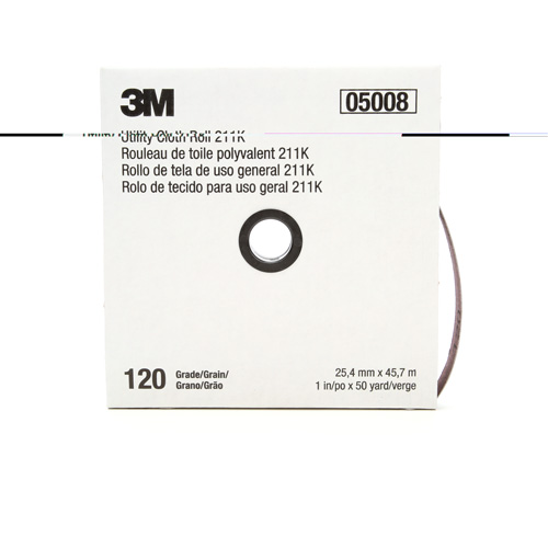 Rouleau de toile abrasive utilitaire 211K, Oxyde d'aluminium, 1" la x 150' lo, Grain 120 Distribution Élite MP