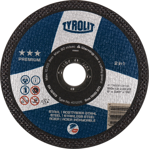 Premium 2 In 1 Thincut Cut-Off Wheel, 7" x 1/16", 7/8" Arbor, Type 1, Aluminum Oxide, 8600 RPM Distribution Élite MP