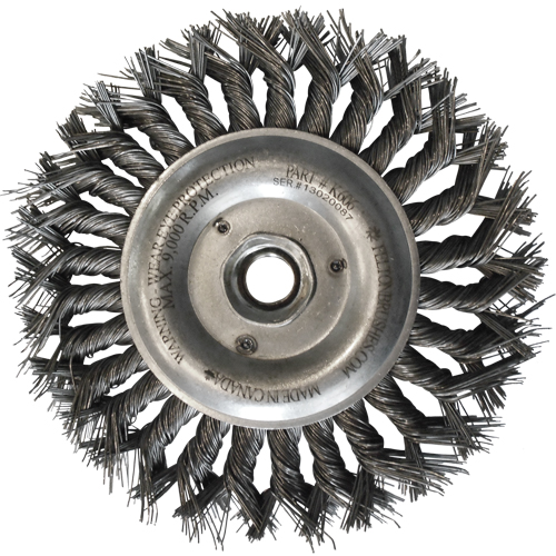 Brosses m&eacute;talliques &agrave; touret, Dia. 6", Fils 0,014", Arbre 5/8"-11, Acier Distribution Élite MP