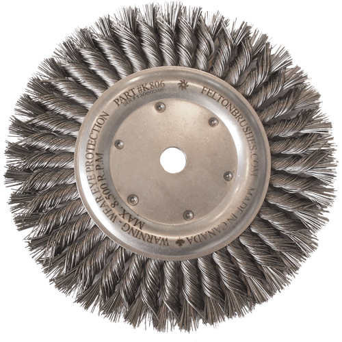 Wire Wheel Brushes, 8" Dia., 0.014" Fill, 5/8"-11 Arbor, Steel Distribution Élite MP