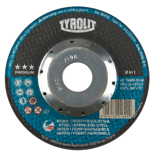 Premium 2 In 1 Thincut Cut-Off Wheel, 4-1/2" x 0.045", 7/8" Arbor, Type 27, Aluminum Oxide, 13300 RPM Distribution Élite MP