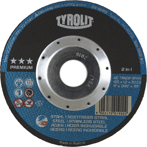 Premium 2 In 1 Thincut Cut-Off Wheel, 4-1/2" x 0.045", 7/8" Arbor, Type 27, Aluminum Oxide, 13300 RPM Distribution Élite MP