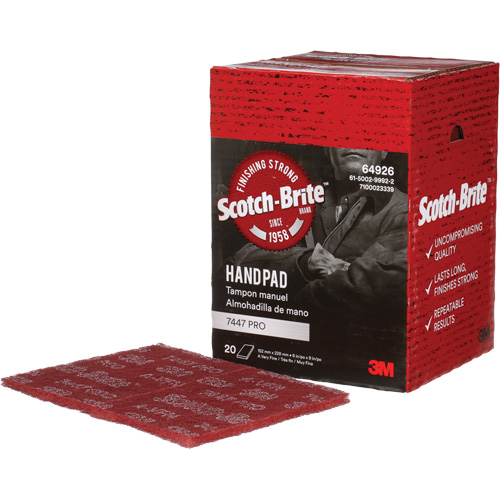 Scotch-Brite 7447 Hand Pads, Aluminum Oxide, 9" x 6", Very Fine Grit Distribution Élite MP