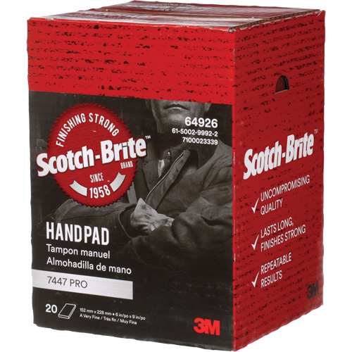 Scotch-Brite 7447 Hand Pads, Aluminum Oxide, 9" x 6", Very Fine Grit Distribution Élite MP
