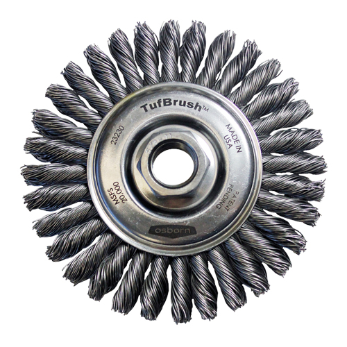 TufBrush Knot Wire Wheel Brush, 4" Dia., 0.02" Fill, 5/8"-11 Arbor, Steel Distribution Élite MP