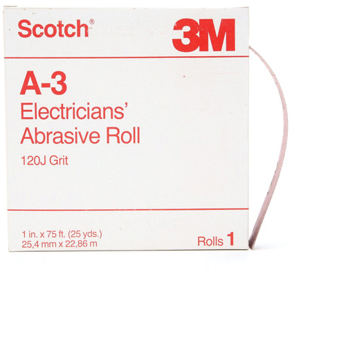 Rouleau abrasif pour &eacute;lectricien A-3 Scotch, Oxyde d'aluminium, 1" la x 75' lo, Grain 120 Distribution Élite MP