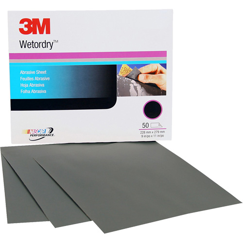 Feuille abrasive Wetordry, 9" x 11", Grain P500, Oxyde d'aluminium Distribution Élite MP