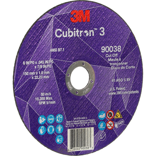 Cubitron 3 Cut-Off Wheel, 6" x 0.045", Type T27, Ceramic, 10200 RPM Distribution Élite MP