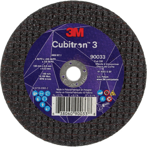 Cubitron 3 Cut-Off Wheel, 4" x 0.035", 3/8" Arbor, Type T1, Ceramic, 21000 RPM Distribution Élite MP