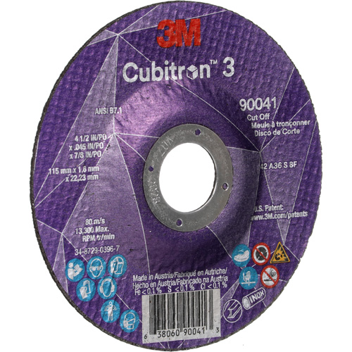 Meule &agrave; tronçonner Cubitron 3, 4-1/2" x 0,045", Arbre de 7/8", Type T27, C&eacute;ramique, 13 300 Tr/min Distribution Élite MP