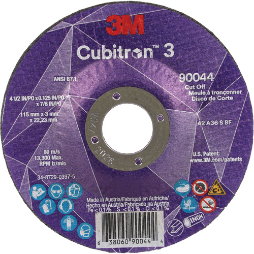 Meule &agrave; tronçonner Cubitron 3, 4-1/2" x 1/8", Arbre de 7/8", Type T27, C&eacute;ramique, 13 300 Tr/min Distribution Élite MP