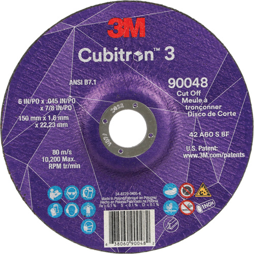 Meule &agrave; tronçonner Cubitron 3, 6" x 0,045", Arbre de 7/8", Type T27, C&eacute;ramique, 10 200 Tr/min Distribution Élite MP