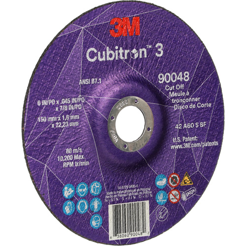 Meule &agrave; tronçonner Cubitron 3, 6" x 0,045", Arbre de 7/8", Type T27, C&eacute;ramique, 10 200 Tr/min Distribution Élite MP