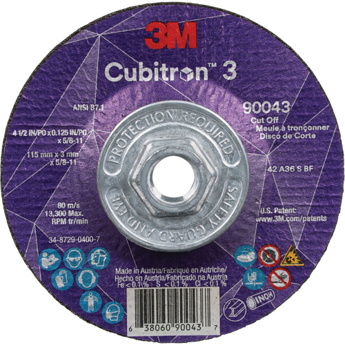 Meule &agrave; tronçonner Cubitron 3, 4-1/2" x 1/8", Arbre de 5/8"-11, Type T27, C&eacute;ramique, 13 300 Tr/min Distribution Élite MP